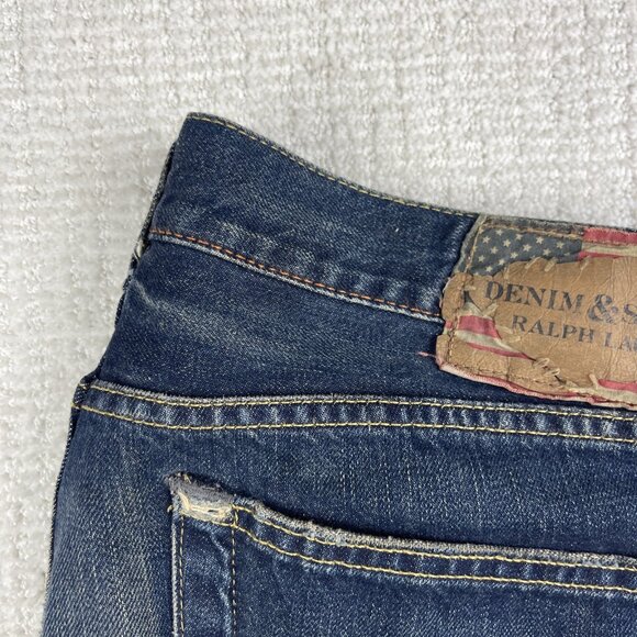 Denim & Supply Ralph Lauren Jeans Blue Distressed Slim Cut Off 34x**30** Read** - Picture 3 of 16
